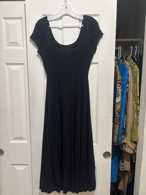 Hatch Black Scoop-Neck Maxi Dress